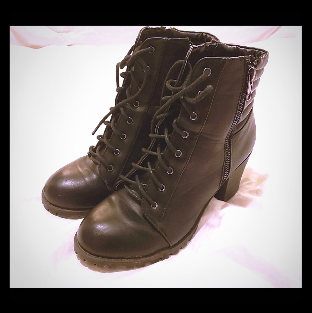 Black Combat boot heels